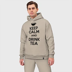 Мужской костюм оверсайз Keep Calm & Drink Tea, цвет: миндальный — фото 2