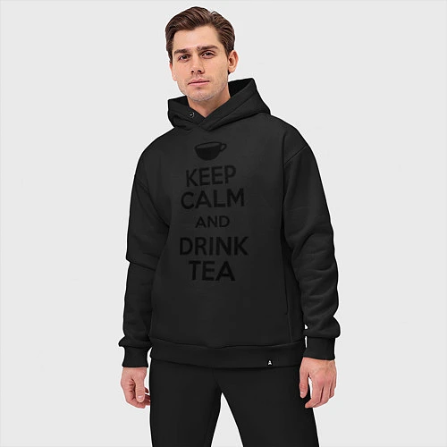 Мужской костюм оверсайз Keep Calm & Drink Tea / Черный – фото 3