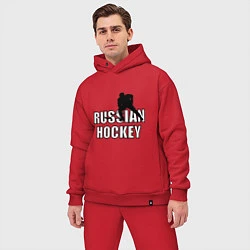 Мужской костюм оверсайз Russian hockey, цвет: красный — фото 2