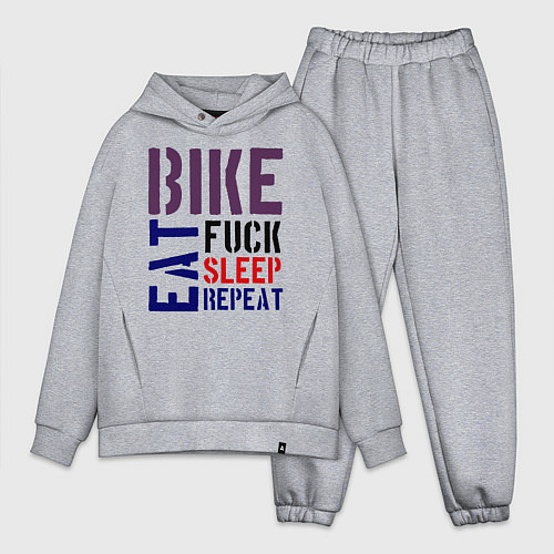 Мужской костюм оверсайз Bike eat sleep repeat / Меланж – фото 1