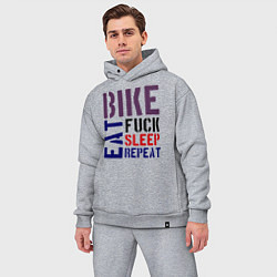 Мужской костюм оверсайз Bike eat sleep repeat, цвет: меланж — фото 2