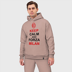 Мужской костюм оверсайз Keep Calm & Forza Milan цвета пыльно-розовый — фото 2