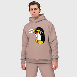 Мужской костюм оверсайз Пингвин: Linux, цвет: пыльно-розовый — фото 2