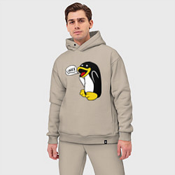 Мужской костюм оверсайз Пингвин: Linux, цвет: миндальный — фото 2