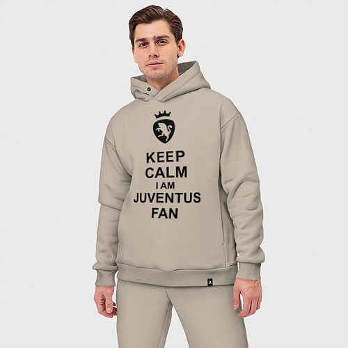 Мужской костюм оверсайз Keep Calm & Juventus fan / Миндальный – фото 3