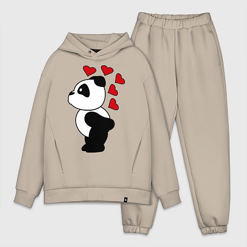 Мужской костюм оверсайз Поцелуй панды: для него / Миндальный – фото 1