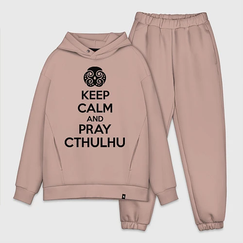 Мужской костюм оверсайз Keep Calm & Pray Cthulhu / Пыльно-розовый – фото 1