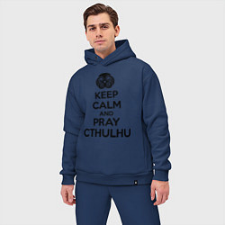 Мужской костюм оверсайз Keep Calm & Pray Cthulhu, цвет: тёмно-синий — фото 2