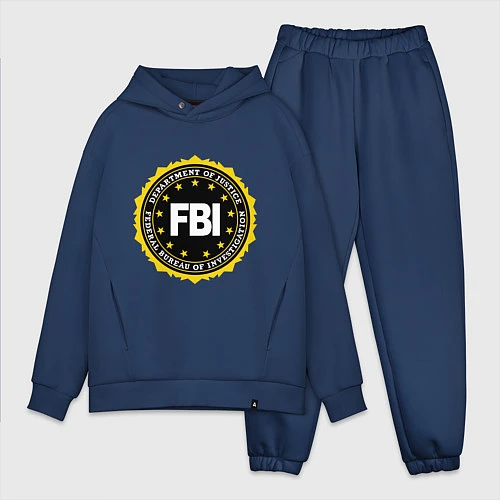 Мужской костюм оверсайз FBI Departament / Тёмно-синий – фото 1