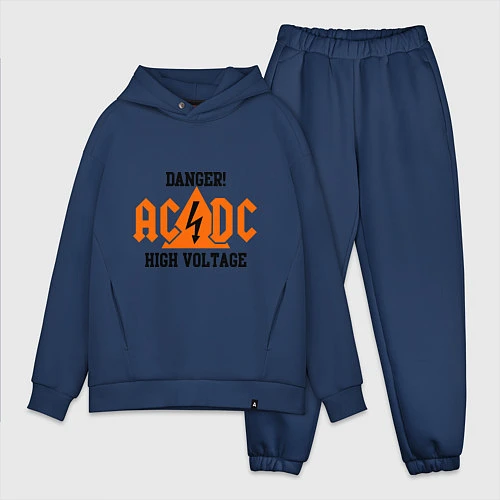 Мужской костюм оверсайз AC/DC: High Voltage / Тёмно-синий – фото 1