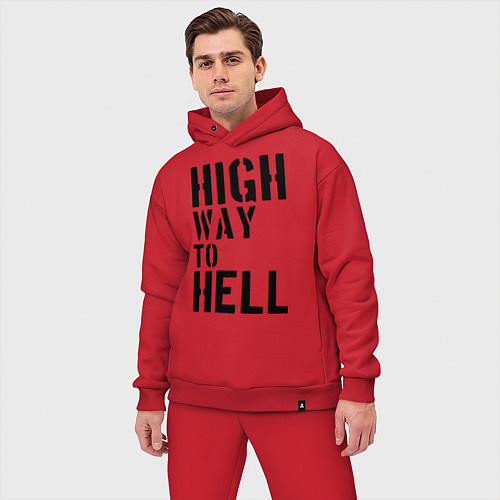 Мужской костюм оверсайз High way to hell / Красный – фото 3
