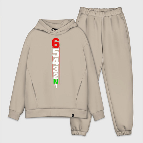 Мужской костюм оверсайз Скорости мотоцикла / Миндальный – фото 1