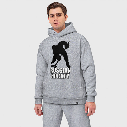 Мужской костюм оверсайз Russian Black Hockey / Меланж – фото 3