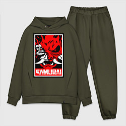 Мужской костюм оверсайз Cyberpunk 2077: Samurai Poster, цвет: хаки