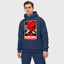 Мужской костюм оверсайз Cyberpunk 2077: Samurai Poster, цвет: тёмно-синий — фото 2
