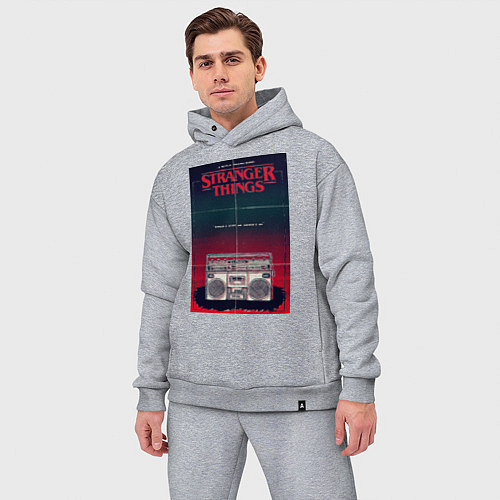 Мужской костюм оверсайз Название и магнитофон / Меланж – фото 3