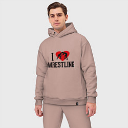 Мужской костюм оверсайз I love wrestling, цвет: пыльно-розовый — фото 2