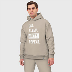 Мужской костюм оверсайз ЕСТЬ СПАТЬ ATEEZ ПОВТОРИТЬ, цвет: миндальный — фото 2