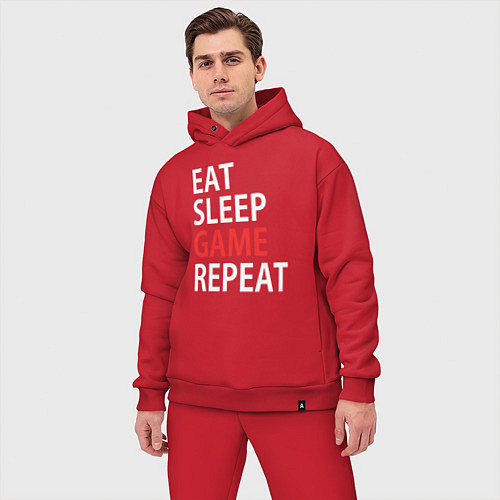 Мужской костюм оверсайз Eat sleep game repeat / Красный – фото 3