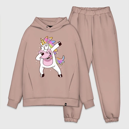 Мужской костюм оверсайз Dabbing Unicorn / Пыльно-розовый – фото 1