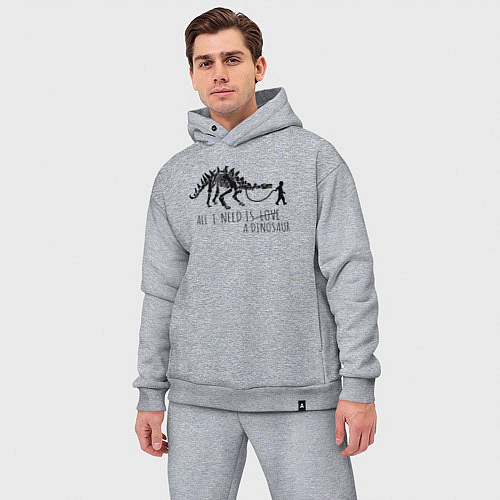 Мужской костюм оверсайз All a need is dinosaur / Меланж – фото 3