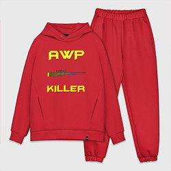 Мужской костюм оверсайз AWP killer 2 цвета красный — фото 1