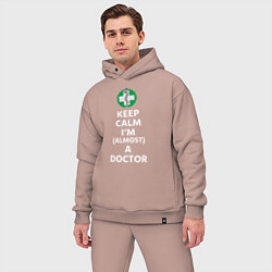 Мужской костюм оверсайз Keep calm I??m a doctor, цвет: пыльно-розовый — фото 2