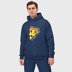 Мужской костюм оверсайз Если любовь,то только к пицце, цвет: тёмно-синий — фото 2
