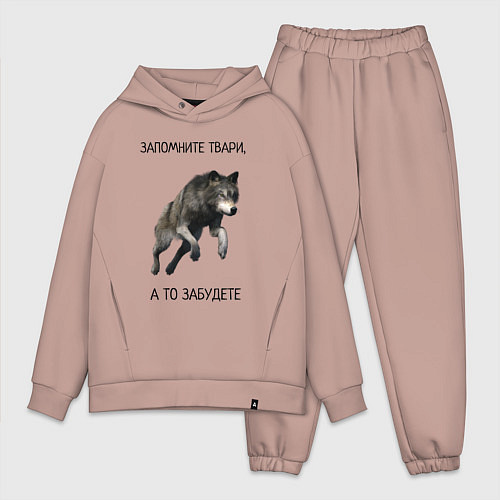 Мужской костюм оверсайз Волк / Пыльно-розовый – фото 1