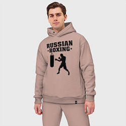Мужской костюм оверсайз Russian Boxing, цвет: пыльно-розовый — фото 2