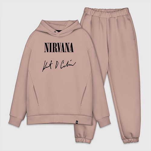 Мужской костюм оверсайз NIRVANA АВТОГРАФ КУРТА КОБЕЙНА / Пыльно-розовый – фото 1