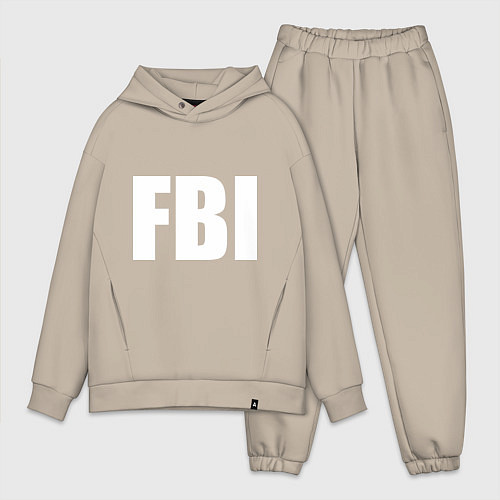 Мужской костюм оверсайз FBI / Миндальный – фото 1