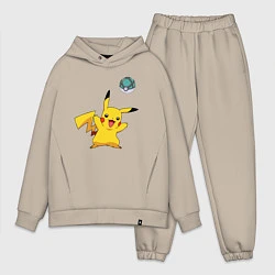 Мужской костюм оверсайз Pokemon pikachu 1, цвет: миндальный