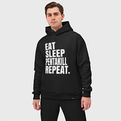 Мужской костюм оверсайз EAT SLEEP PENTAKILL REPEAT, цвет: черный — фото 2