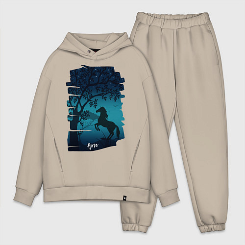 Мужской костюм оверсайз Конь / Миндальный – фото 1