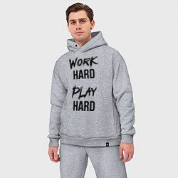 Мужской костюм оверсайз Work hard Play hard, цвет: меланж — фото 2