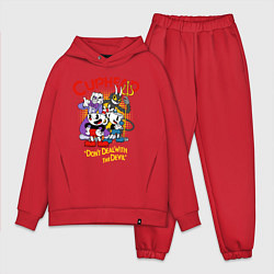 Мужской костюм оверсайз Cuphead, главные герои, цвет: красный