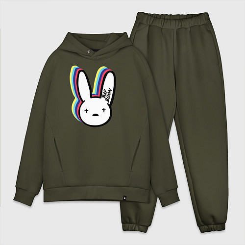 Мужской костюм оверсайз Bad Bunny logo / Хаки – фото 1