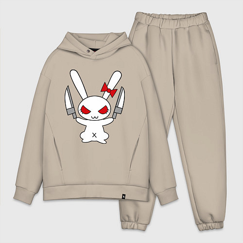 Мужской костюм оверсайз Зайка с ножами / Миндальный – фото 1