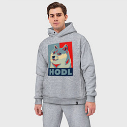 Мужской костюм оверсайз HODL ХОДЛ КРИПТО МЕМ, цвет: меланж — фото 2