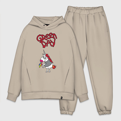 Мужской костюм оверсайз Green Day Unicorn / Миндальный – фото 1