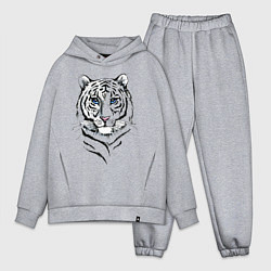 Мужской костюм оверсайз Белый тигр