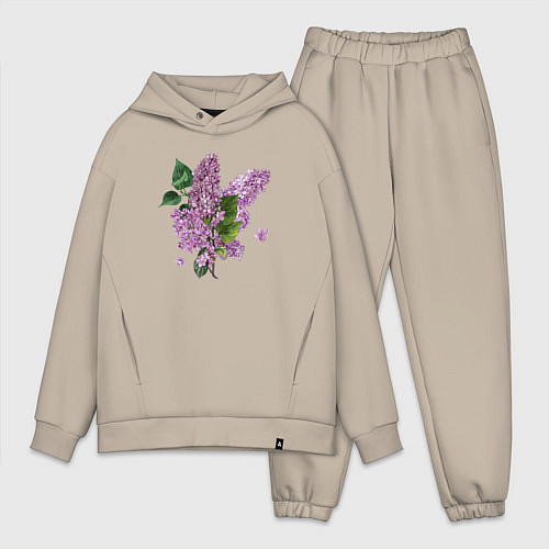 Мужской костюм оверсайз СИРЕНЬ АКВАРЕЛЬЮ / Миндальный – фото 1