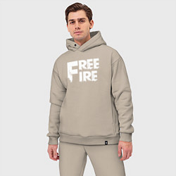 Мужской костюм оверсайз FREEFIRE FF WHITE LOGO Z, цвет: миндальный — фото 2