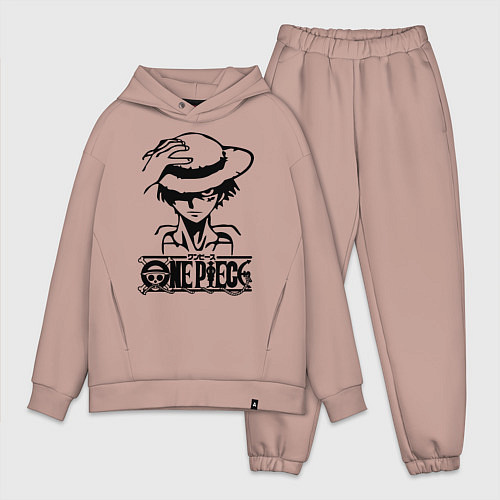 Мужской костюм оверсайз Луффи пират Соломенной шляпы / Пыльно-розовый – фото 1