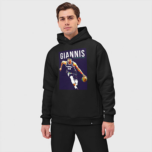 Мужской костюм оверсайз Giannis - Bucks / Черный – фото 3