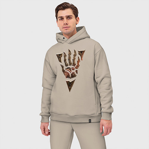 Мужской костюм оверсайз Символ Морровинда / Миндальный – фото 3