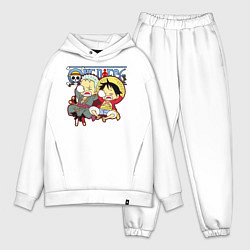 Мужской костюм оверсайз Малыши Зоро и Луффи One Piece, цвет: белый