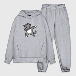 Мужской костюм оверсайз Кот белый животик, цвет: меланж