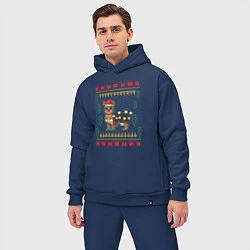 Мужской костюм оверсайз Рождественский свитер Йоркшик, цвет: тёмно-синий — фото 2